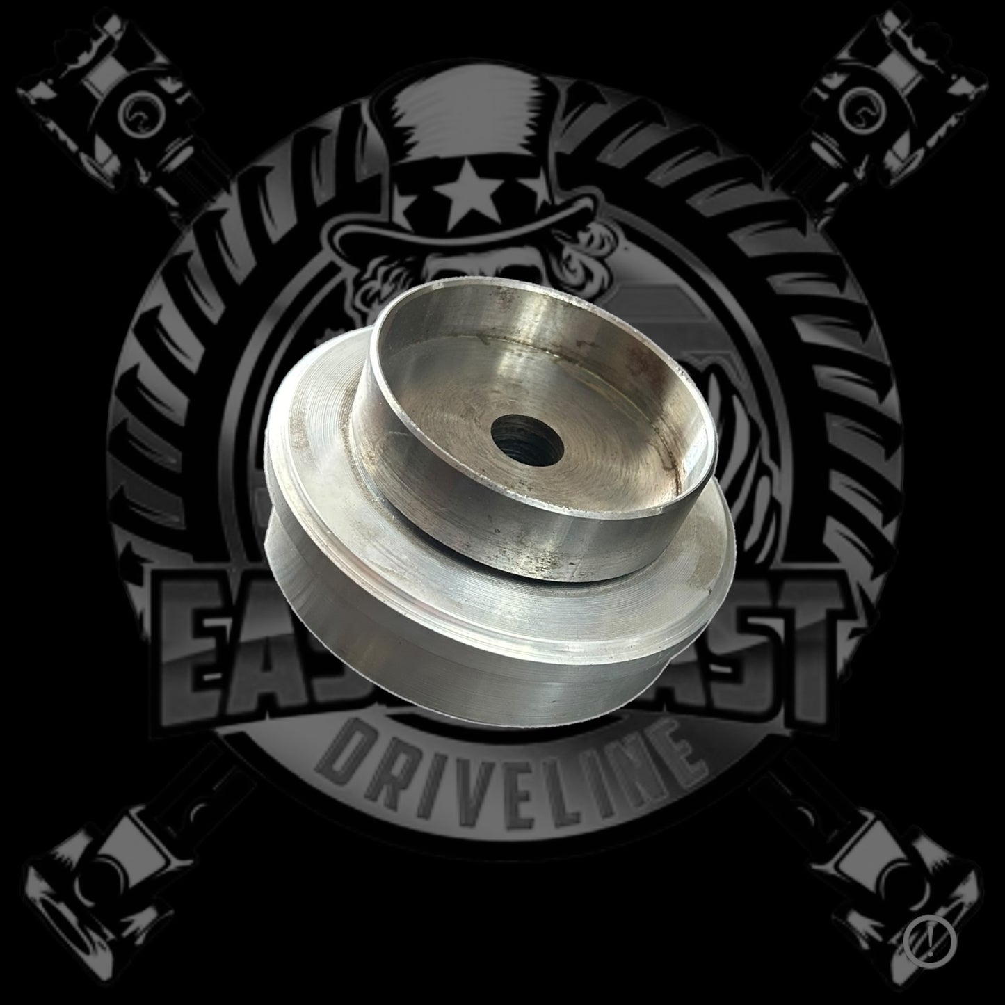 Aluminum to Steel Adapter for 5”x.125” Aluminum Tubing. Steel Adapter fits 3.5” Diameter End