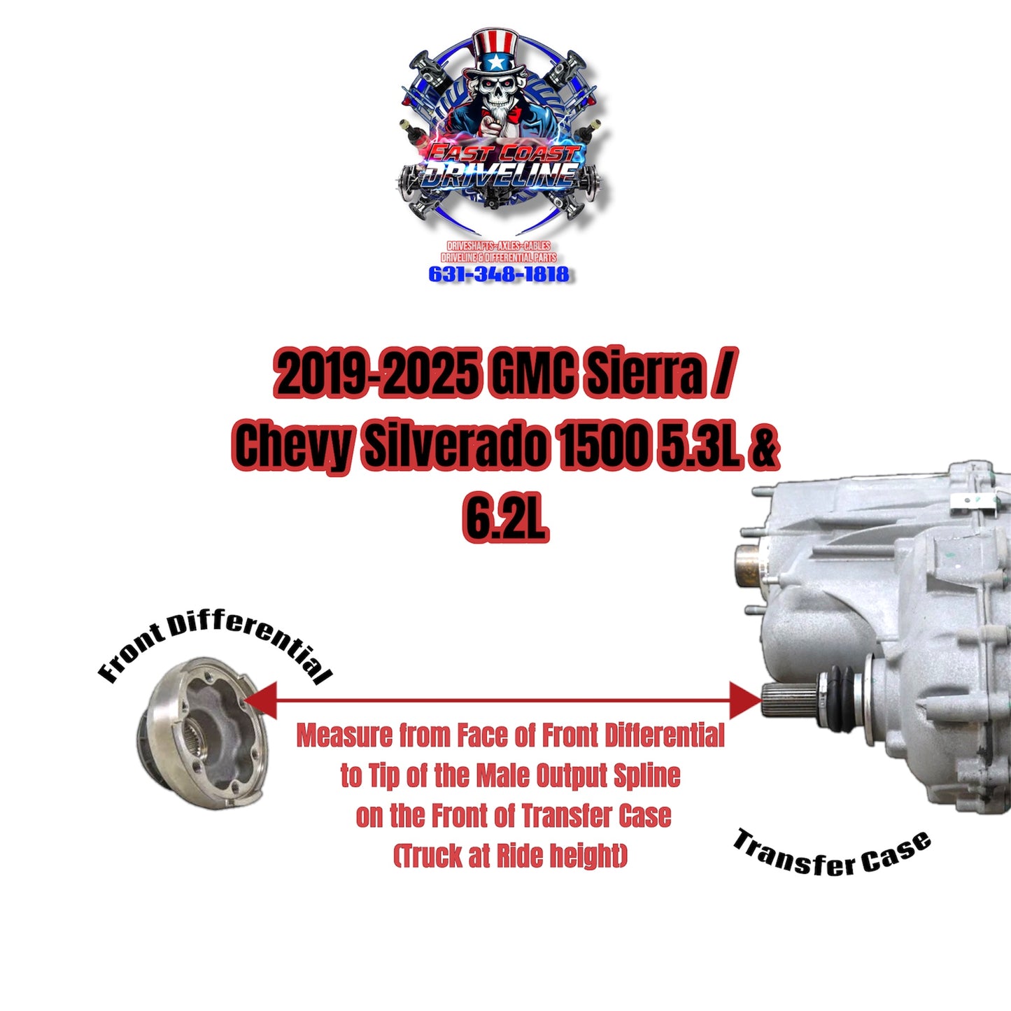 2019-2025 GMC Sierra / Chevy Silverado 1500, 2021-2025 Suburban, Tahoe, Yukon, Escalade 3.0L Diesel, 5.3L & 6.2L 4WD 4x4 Upgraded HD FRONT Driveshaft. Replaces OEM 23370093, 85075685, 84865296, 85519802, 86826757