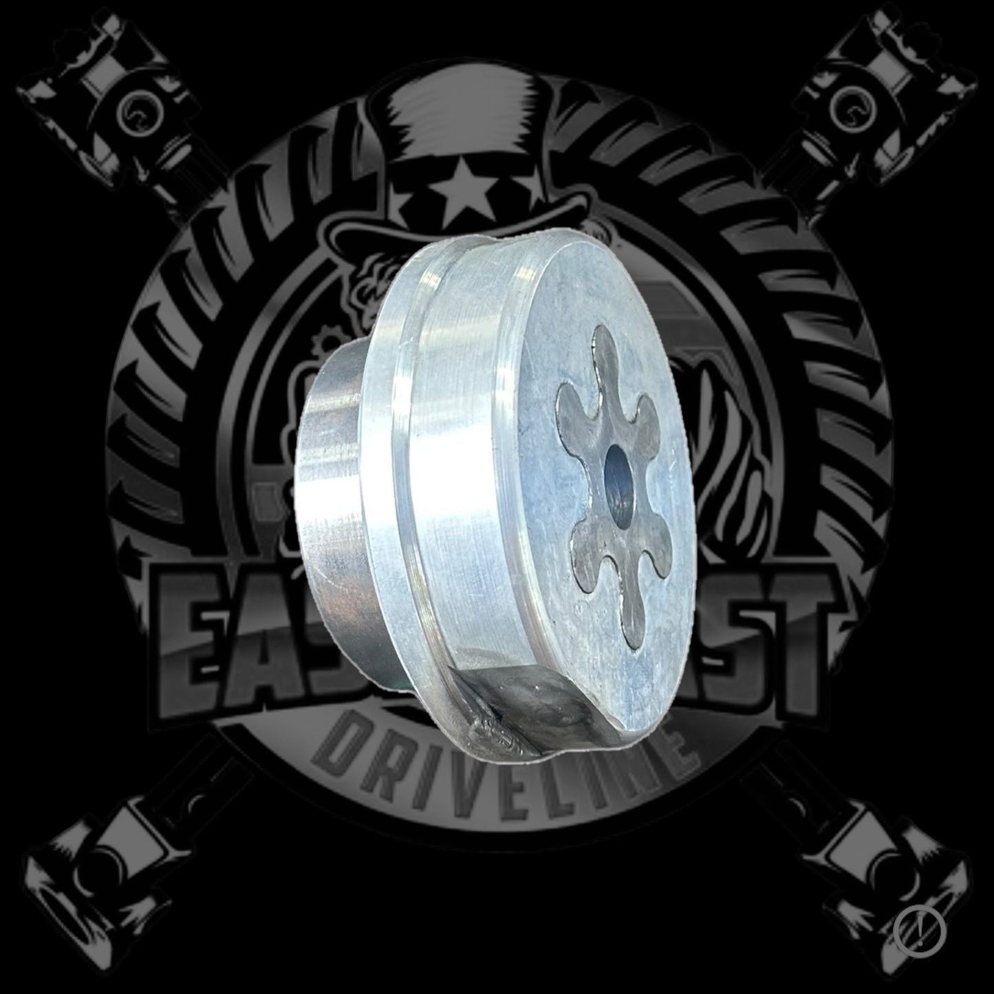 Aluminum to Steel Adapter for 5”x.125” Aluminum Tubing. Steel Adapter fits 3.5” Diameter End