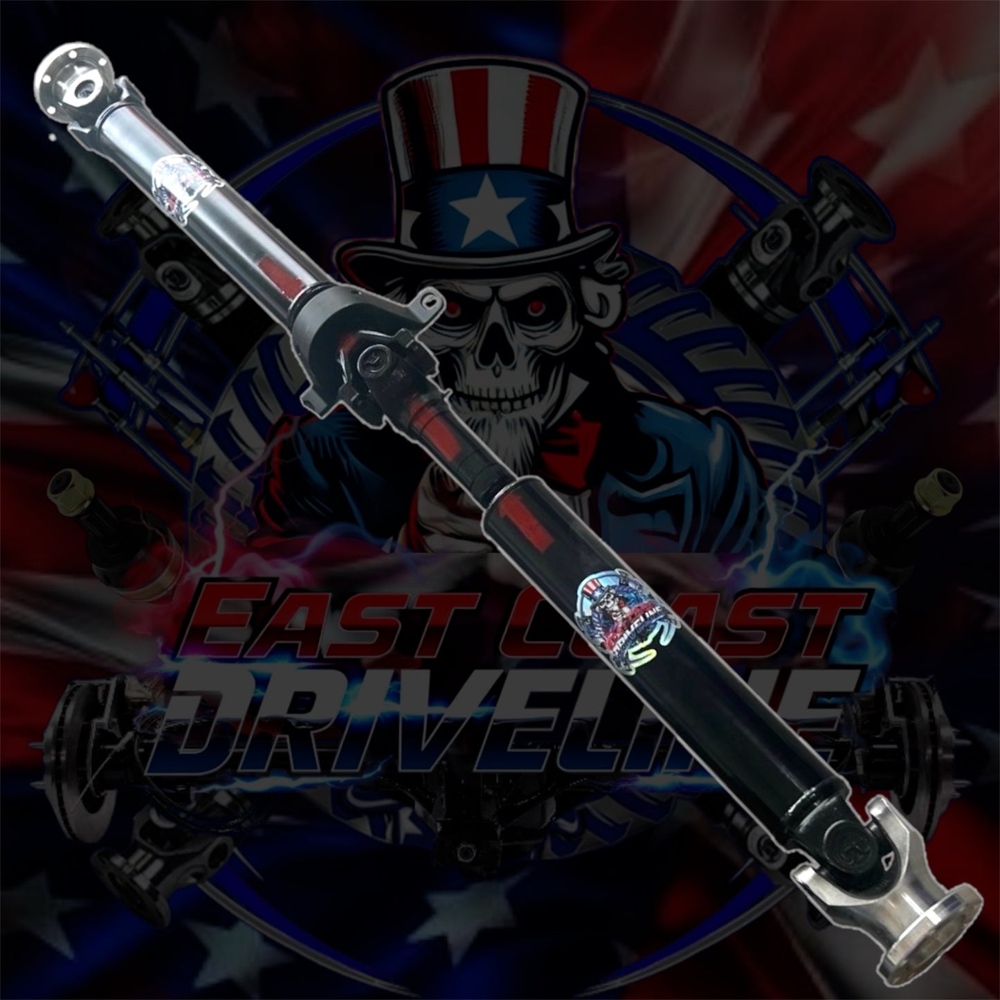 Custom Length HD 2 Piece Driveshaft: Charger/ Challenger/ Magnum/ Chrysler 300/ (Pre 2015) Transmission and JXB Carrier Bearing with 2015+ ZF 8 Bolt Differential Swap (Must Provide Length)
