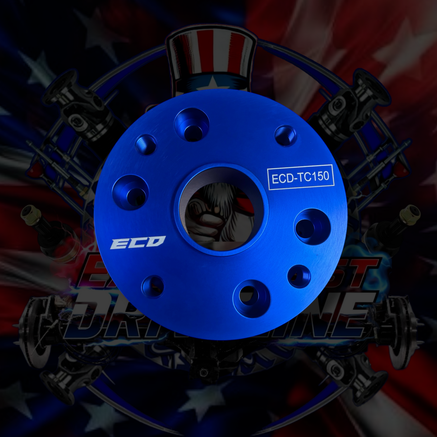 Ford F150 Front Transfer Case CVJ Adapter Plate (2009-2020) to make 6 Bolt CVJ into Double Cardan U-Joint or Single U-Joint Flange Style Driveshaft- SKU: ECD-TC150