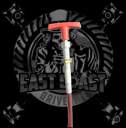 6 Series T-Handle Push-Pull Control Cable with 5” Travel, 5/16”-24 Rod Ends, and Clamp Groove Style on PTO End X100-6537-XXXX”