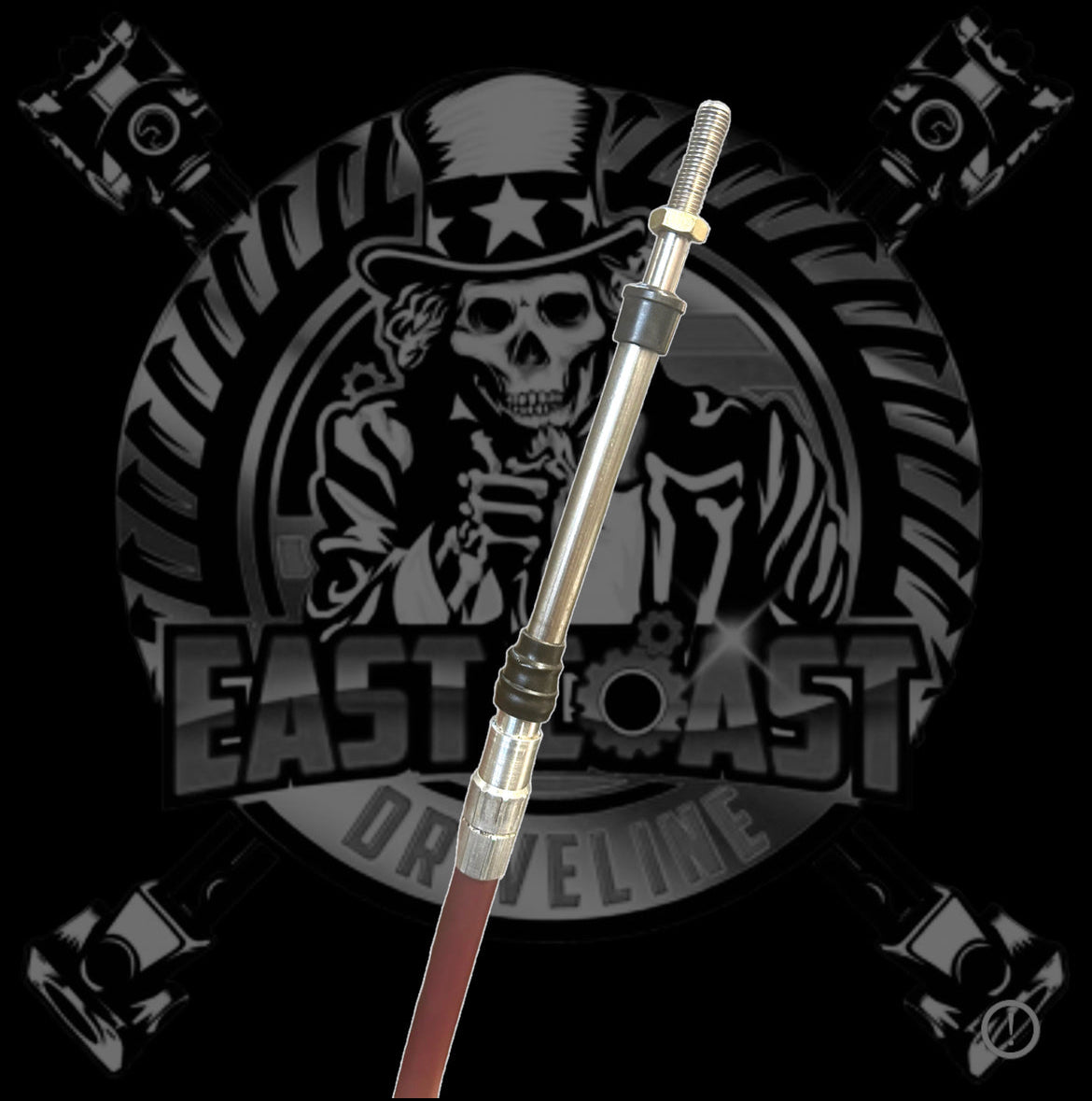 6 Series T-Handle Push-Pull Control Cable with 5” Travel, 5/16”-24 Rod Ends, and Clamp Groove Style on PTO End X100-6537-XXXX”