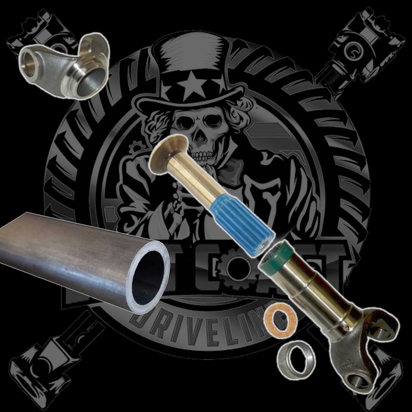 1410 Series, HEAVY DUTY Driveshaft Kit Made to Your Measurements with 2.5”x.250” DOM Tubing and Solid U-Joints