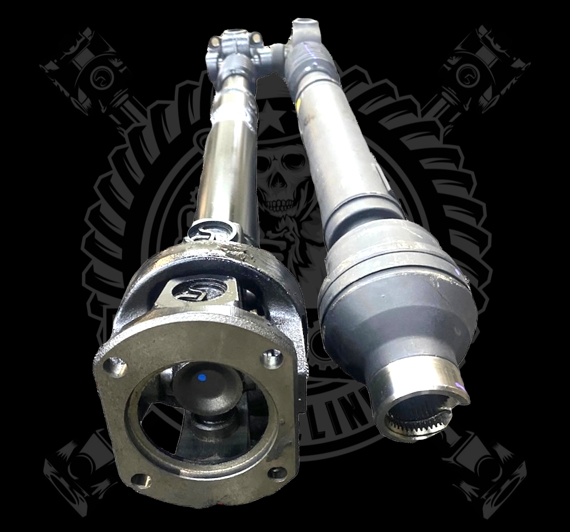 2019-2025 Dodge Ram 2500/3500 5th Gen 6.7L/6.4L Upgraded 1410 or 1350 Series High Angle Double Cardan Front Driveshaft with New Transfer Case bolt-on style Flange Yoke. Big Horn, Laramie, Limited, Limited Longhorn, Lone Star, Power Wagon, Rebel, Tradesman