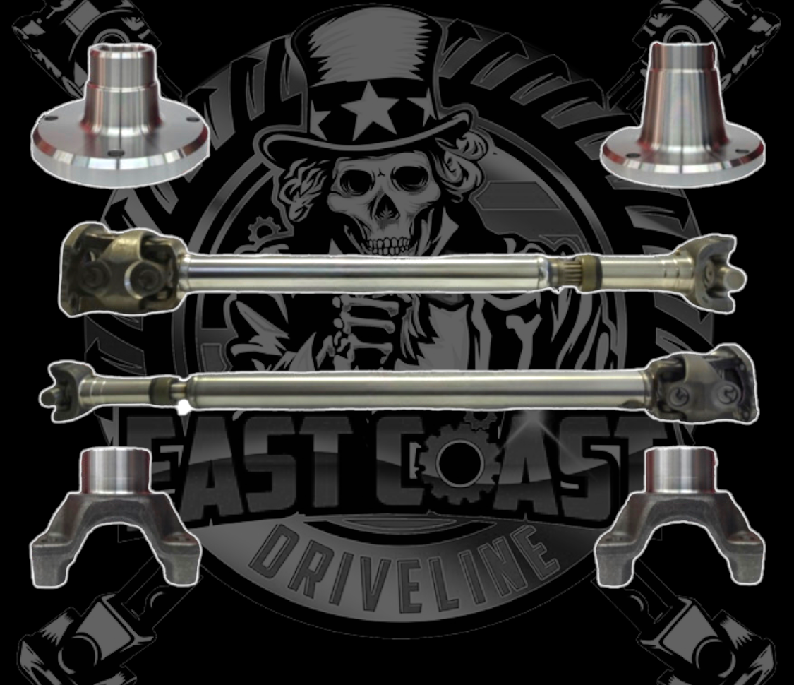 New Front and Rear SEVERE Duty Jeep JK Wrangler Rubicon or Non Rubicon 1350 Series CV Driveshafts with Solid U-joints