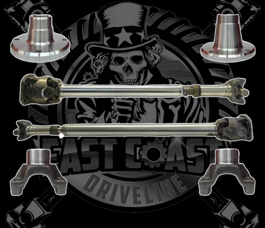 New Front and Rear SEVERE Duty Jeep JK Wrangler Rubicon or Non Rubicon 1350 Series CV Driveshafts with Solid U-joints