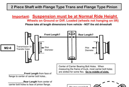 2015+ Dodge Charger Hellcat/Redeye/Demon A8 Automatic HD 2 Piece Driveshaft (UPGRADED HD HANGER- Street or Track Options)- New Driveshaft has Direct Mount Flanges not CV Heads