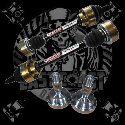 BMW E36/E46 HD Chromoly Axle Kit comes with Chromoly Axle bar, Upgraded Chromoly CV's and Billet Outer stubs. *Note: the outer stubs are larger, and require notching the trailing arm to clear the bolt heads of the New CV.