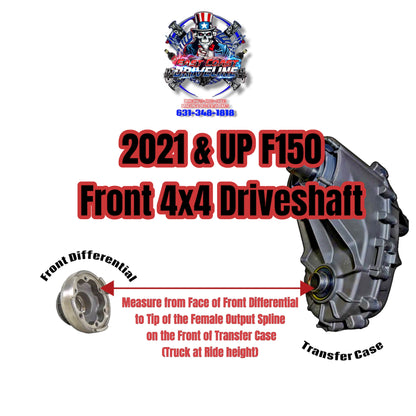 2021-2025 Ford F150 5.0L V8 4WD/AWD -ML3Z-4A376-B-  Front HD 1310 CV Slip Style Driveshaft with Aluminum Adapter Plate. Replaces OEM ML3Z-4A376-B, ML3Z4A376B- Lariat, Raptor, SSV, STX, Tremor, XL, XLT, King Ranch, Platinum