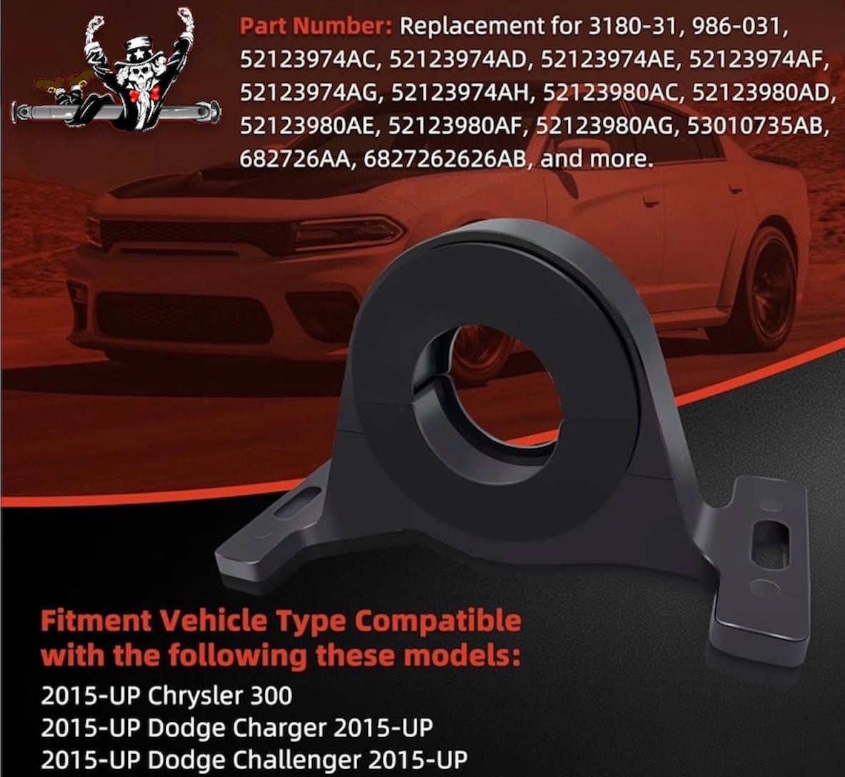 2015 + Dodge Charger, Challenger & Chrysler 300 6061-T6 Aluminum Clamp Style Carrier Bearing