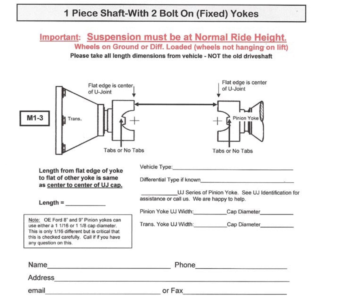 Custom 5” Aluminum Slip Driveshaft for 2 Bolt-on (Fixed) yokes. 1350, 1410, 1480, or 1550 Series