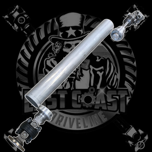 Custom Aluminum Rear Driveshaft with Double Cardan CV Joint at Transfer Case & 4 Bolt Flange Yoke Or Open U-Joint at Rear Differential (High Angle + High HP)
