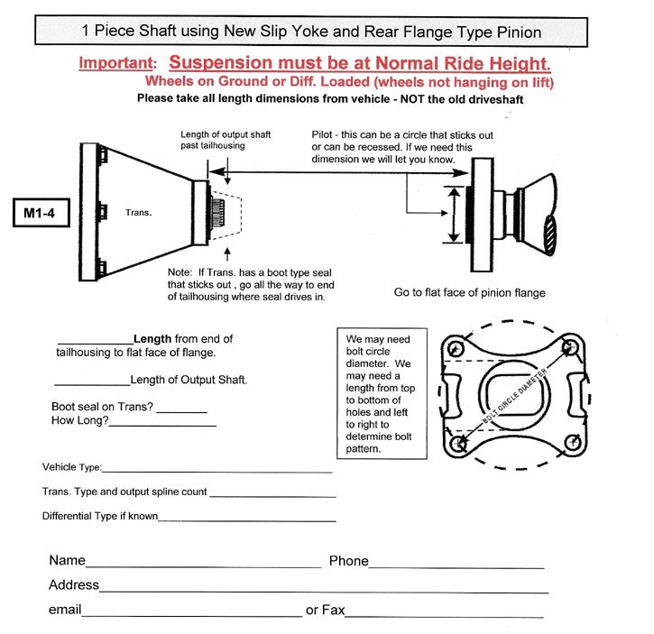 Custom Driveshaft with New Transmission Yoke and Flange Yoke for Differential