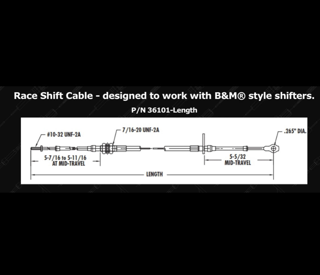 Race Shift Cable Designed to work with B&M® style shifters.