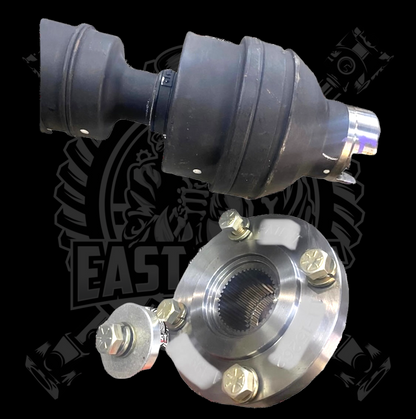 2019-2024 Dodge Ram 2500/3500 5th Gen 6.7L/6.4L Upgraded 1410 or 1350 Series High Angle Double Cardan Front Driveshaft with New Transfer Case bolt-on style Flange Yoke. Big Horn, Laramie, Limited, Limited Longhorn, Lone Star, Power Wagon, Rebel, Tradesman