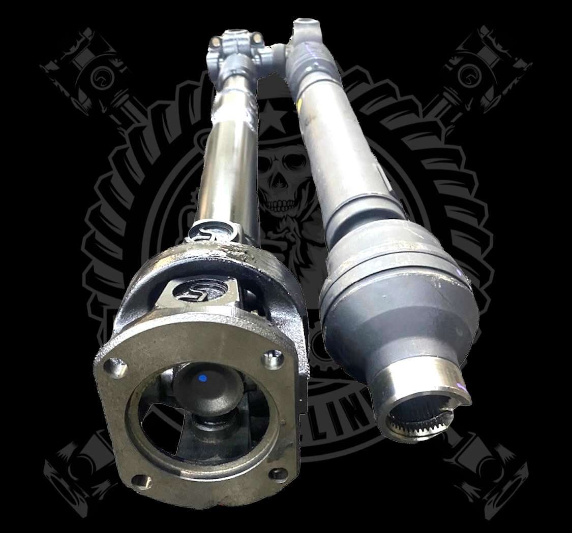 2019-2024 Dodge Ram 2500/3500 5th Gen 6.7L/6.4L Upgraded 1410 or 1350 Series High Angle Double Cardan Front Driveshaft with New Transfer Case bolt-on style Flange Yoke. Big Horn, Laramie, Limited, Limited Longhorn, Lone Star, Power Wagon, Rebel, Tradesman