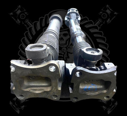 2019-2024 Dodge Ram 2500/3500 5th Gen 6.7L/6.4L Upgraded 1410 or 1350 Series High Angle Double Cardan Front Driveshaft with New Transfer Case bolt-on style Flange Yoke. Big Horn, Laramie, Limited, Limited Longhorn, Lone Star, Power Wagon, Rebel, Tradesman