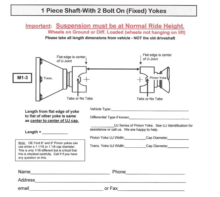 Custom Steel Driveshaft for 2 Bolt-on (Fixed) yokes